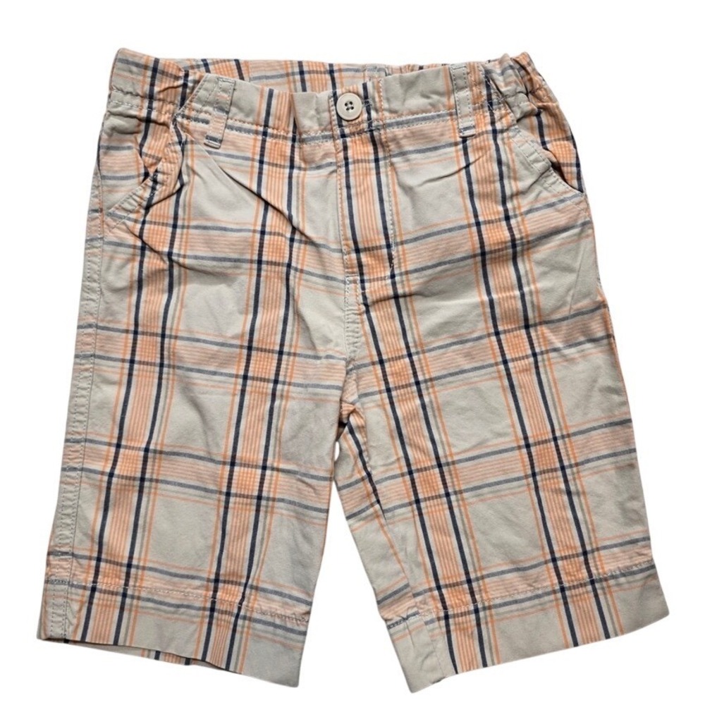 Koala Kids Boys‎ 4T Plaid Shorts Orange Navy Tan Cotton Casual Summer Preppy